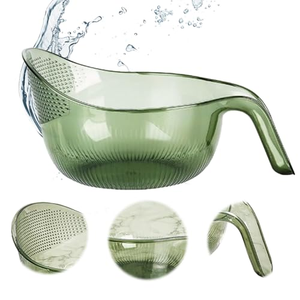 Bol de drainage multifonctionnel en plastique 2024 avec poignée, panier de drainage transparent pour cuisine, riz, fruits, légumes, nouilles - Product Image 1
