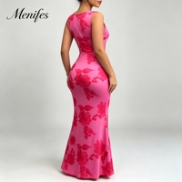 Robe longue décontractée pour femme, sans manches, imprimée, coupe droite, élégante, pour les vacances, vente en gros du fabricant