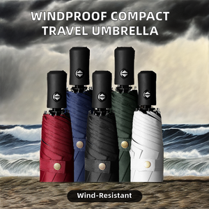 Paraguas de viaje a prueba de viento para lluvia, fácil de abrir y cerrar, duradero y compacto, marco fuerte, paraguas portátil impermeable para viajes - Product Image 4