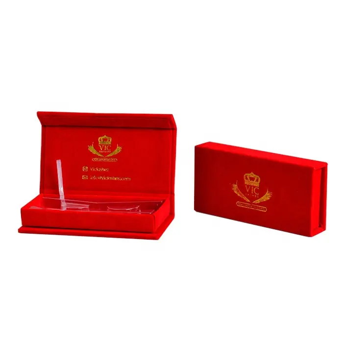 مخصص علبة هدايا مغناطيسية الفاخرة تصميم الساخن بيع الجمال الأحمر المخملية علبة رموش