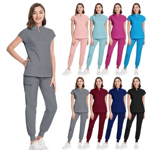 Uniforme de Enfermería al por Mayor, Antiarrugas, Tejido Elástico, Transpirable, Cómodo, Sin Costuras, Servicio OEM, Color Personalizado - Product Image 2
