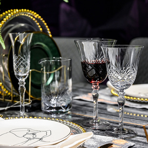 منحوتة يدويًا رائعة شريط مأدبة ويسكي زجاجي عالي القدم شفاف كريستال خلط الزجاج - Product Image 4