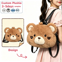 Sac à dos en peluche ours brun mignon, sac personnalisé en forme d'animal de dessin animé pour enfants, idéal pour l'école, les voyages, cadeau d'anniversaire pour enfants, OEM disponible