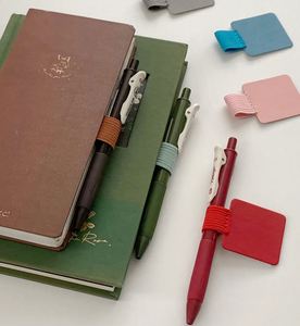 Promotion Modern Portable <b>PU</b> Pen for Holder Self <b>Adhesive</b> Penclip with Silk Screen Printed Logo for Notebooks - Product Image 2