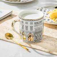 Conception architecturale romaine de luxe avec lumière nordique et logo personnalisé tasse à café en céramique thé lait avec trait d'or tasse en porcelaine moderne