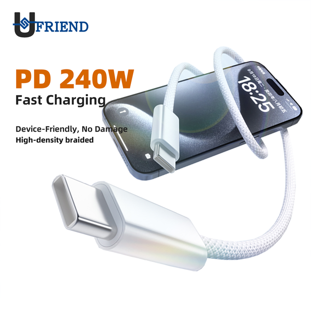 240W 48V 5A Factory Direct Sale Nylon Braided Fast Charging Cable Type-C to Type-C