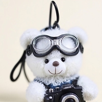 Haute qualité personnalisé mignon petit ours blanc et panda en peluche poupée porte-clés fait à la main 3D PVC et Silicone sac ornements