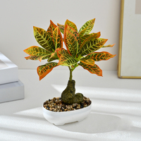 Tanaman Hijau Buatan Berkualitas Tinggi Dekorasi Pot Hiasan Kecil Dalam Ruangan Kain Pixel 24cm Bonsai