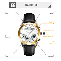 Montre pour homme SKMEI Q036 à double mouvement, avec boussole Qibla, alarme Adhan, calendrier Hijri, montre islamique pour la prière