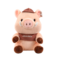 Peluche de sanglier mignonne et habillée, douce, couleur chocolat, pour la vente en gros aux détaillants de cadeaux et la revente