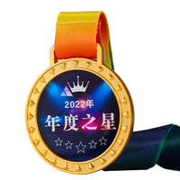 Médaille de sport de course à pied personnalisée par le fournisseur, médaille vierge en cristal avec ruban, souvenir en cristal