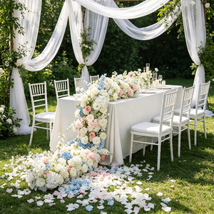 Nuevo Camino de Mesa de Flores Artificiales Personalizado, Decoración de Mesa para Bodas, Caminos de Mesa Florales, Decoración para el Hogar para Fiestas de Boda - Product Image 1