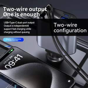 Cargador rápido <span class=keywords><strong>de</strong></span> coche 4 en 1 para <span class=keywords><strong>iPhone</strong></span> y cables retráctiles tipo C y 2 puertos <span class=keywords><strong>de</strong></span> carga cargador <span class=keywords><strong>de</strong></span> coche retráctil - Product Image 4