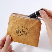 Pochette de rangement compacte pour clés et écouteurs, porte-monnaie avec fermeture éclair, porte-cartes d'identité et de visite en papier Tyvek, pochette à monnaie