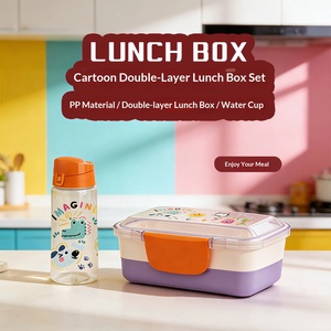 Ensemble boîte à lunch et gobelet à eau en plastique double couche grande capacité, compatible micro-ondes - Product Image 6