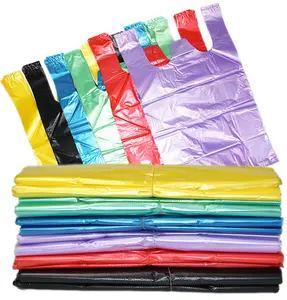 tank top hand-held garbage bag eco-friendly trash bag colored plastic rubbish bag
