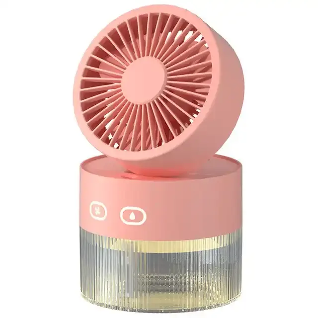 Özel Usb Mini şarj fanı sis su sprey masa fanı katlanır nemlendirici Fan gece işık ile