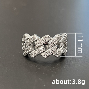 Anello da Cocktail Geometrico F1468 con Zirconia Cubica Creata in Laboratorio, Micro Pavé, Anelli Unisex alla Moda per Feste - Product Image 4