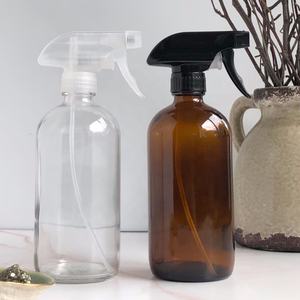 Botella Boston Ecológica Recargable de 16 oz, Transparente, Color Ámbar <span class=keywords><strong>Azul</strong></span> Cobalto, con Funda de Silicona y Tapa/Pulverizador para Limpieza - Product Image 2