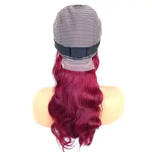 99J 13x4 Human Hair Body Wave Transparent Preplucked Lace Front Wigs For Black Women Burgundy Brazilin Virgin Human Hair Wigs