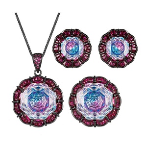 Wholesale Eco-friendly Copper 16-10mm Gradient Color Zircon Black Gold Plated Bridal Set Wedding Jewelry Sets - Product Image 1