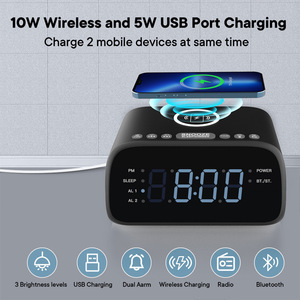 Veilleuse LED portable personnalisée charge sans fil lecteur de musique réveil numérique haut-parleur lecteur <span class=keywords><strong>CD</strong></span> pour la maison chevet hôtel - Product Image 3