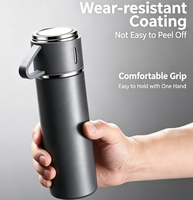 Coffret Cadeau d'Affaires : Bouteille Isotherme en Acier Inoxydable avec 3 Tasses Assorties – Thermos Classique Isolé