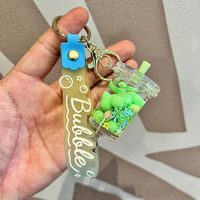 Coloré Boba lait thé liquide porte-clés personnalisé mignon bulle flottante pour voiture pendentif sac bricolage breloques bijoux acrylique porte-clés