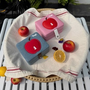 Apple Jewelry Boxes Cute Square Jewelry <b>Gift</b> Boxes Jewelry <b>Box</b> Portable Double-Layer <b>Large</b> Capacity Leather Jewelry <b>Box</b> - Product Image 4