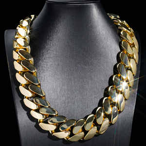 Joyería Estilo Hip Hop de Lujo, Collar Pesado, Gargantilla Cubana Súper Grande, Cadena de Eslabones Cubanos Gruesos Estilo Miami - Product Image 1