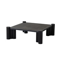 Table basse unique et minimaliste, style nordique, plateau en ciment, carrée, noire, pour la pièce