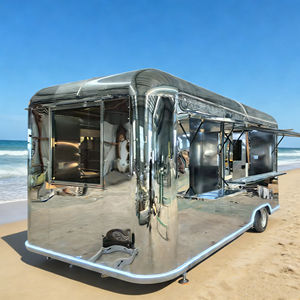 Chariot alimentaire mobile avec deux fenêtres de service et un design à arche arrondie, idéal pour la vente de collations et de boissons dans les zones touristiques - Product Image 3