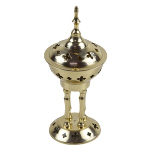Brûleur d'encens exclusif en laiton, design antique, finition polie, doré, écologique, durable, décoration d'intérieur - Product Image 2
