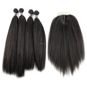 优质纬编发束，纯色发束，一包多用，适合女性，卷直发，4 件装 - Product Image 2