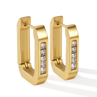 Boucles d'oreilles géométriques en gros, bijoux de mode pour femmes, créoles et clous d'oreilles en acier inoxydable avec zircone, boucles d'oreilles circulaires tendance