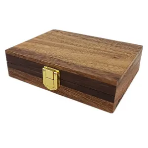 Petite boîte cadeau rustique en noyer bijoux boîte en bois boîte de cachette en bois de noyer
