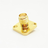 Conector RF de latón chapado en oro hembra SMA directo de fábrica con impedancia de 50Ω hasta 18Ghz y brida en varias formas