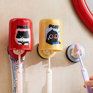 Set Portaspazzolino e Bicchiere da <span class=keywords><strong>Bagno</strong></span> in Plastica con Ventosa, Senza Foratura, Design Cartone Animato, <span class=keywords><strong>per</strong></span> Uso Quotidiano - Product Image 4