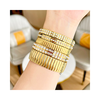 Perhiasan Fashion Unisex Trendy 2025 untuk Pasangan, Gelang Manik-Manik Baja Anti Karat, Emas Perak Moissanite Berlian Mikro, Hadiah
