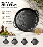 Plaque de cuisson Sun Ray Grill sans revêtement, en fer nitruisé, avec deux poignées, pour la cuisson de steaks à la maison, les barbecues, le camping en plein air, 28 cm, 34 cm