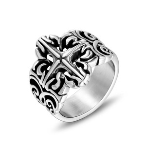 Men's <b>Titanium</b> Steel Cross <b>Ring</b> Vintage Artistic Design Everyday Wear SA342 - Product Image 5