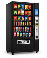 Distributeur automatique de grande capacité avec 180 compartiments pour 36 machines à snacks et boissons, fonctionnant avec cartes, billets et pièces de monnaie