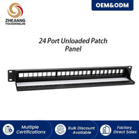 Panneau de brassage modulaire vierge 1U 19 pouces 24/48 ports, non équipé de connecteurs Keystone, pour montage en rack Cat5e Cat6 Cat6A