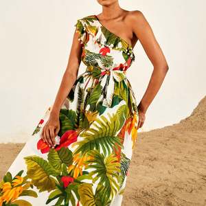 กระโปรงยาวเอวสูงสำหรับผู้หญิงกระโปรงแมกซี่ทรงเอแ<span class=keywords><strong>น</strong></span>ววินเทจพิมพ์ลายดอกไม้ดีไซน์ล่าสุดมีจีบ - Product Image 2