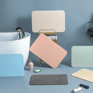 Tapis de bain en terre de diatomée rectangulaire gris foncé absorbant et antidérapant pour la salle de bain à domicile - Product Image 2