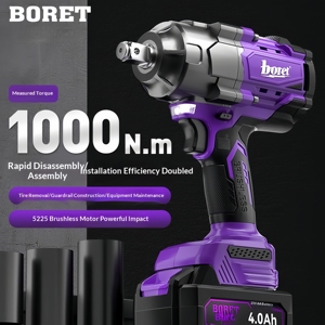 Clé à chocs sans fil Boret 20V sans balais, batterie lithium-ion 1000 Nm, en stock, fourniture directe usine OEM, garantie 3 ans - Product Image 3