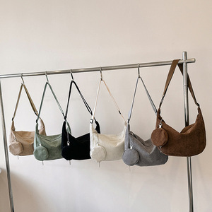 Sac à bandoulière femme personnalisé hiver fermeture éclair épaule sacs de messager velours côtelé femmes sac à bandoulière avec Mini poche - Product Image 1