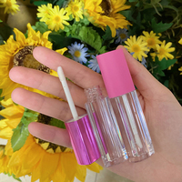 Tube en forme de coeur rose rouge à lèvres PET de 5ml avec bouchon à vis pour brillant à lèvres liquide cosmétiques emballage brillant à lèvres Surface d'impression offset