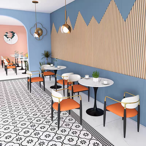 Mesa de comedor de piedra de mármol Artificial para cafetería, juego de mesa cuadrado redondo Rectangular impermeable fácil de limpiar para restaurante de café - Product Image 5