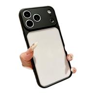 Étui en acrylique premium style Ins minimaliste avec grande fenêtre de visualisation pour 17 Pro Max, design couleur bonbon, antichoc et résistant aux chutes